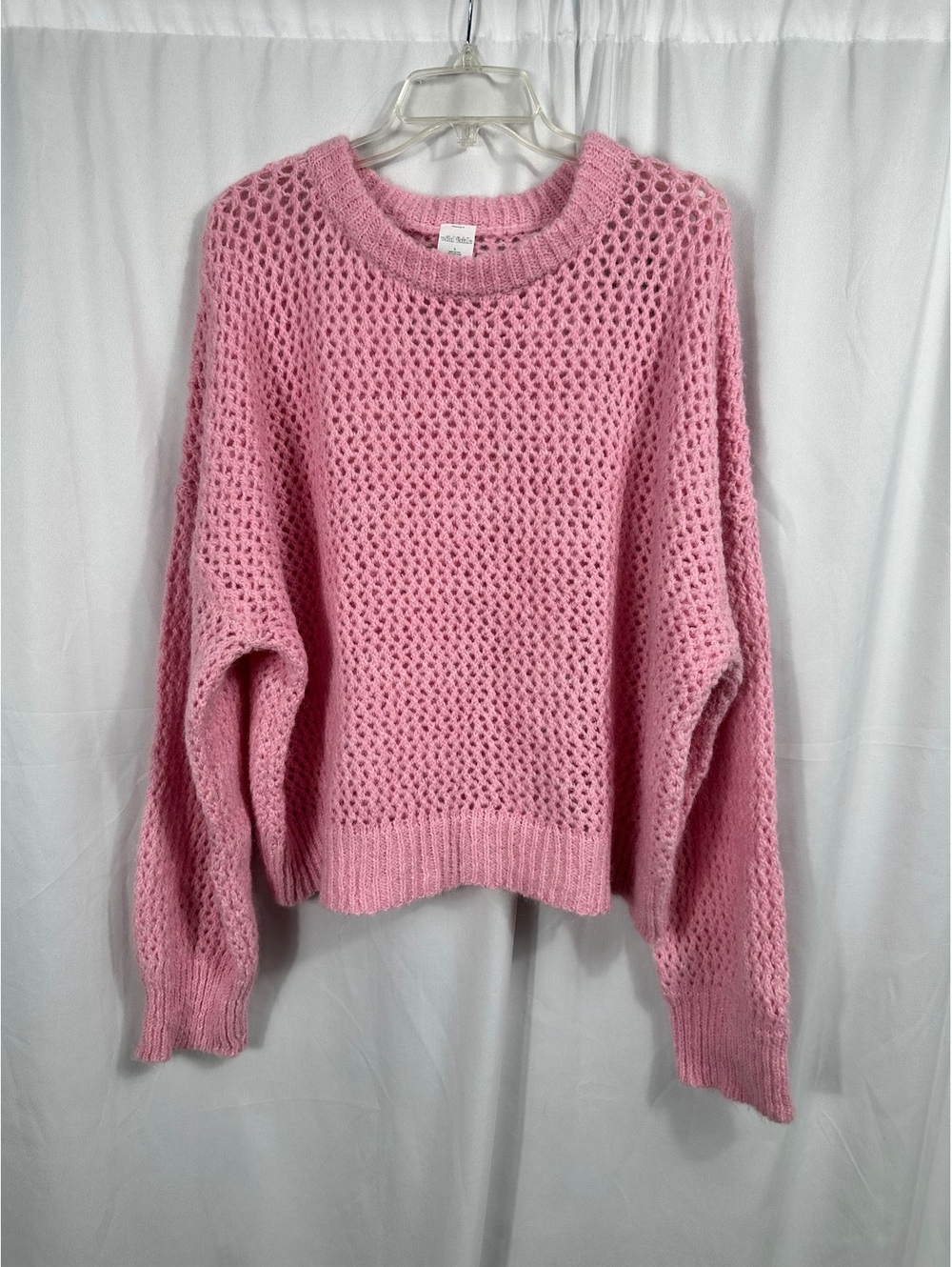 Wild Fable Pink Open Knit Pullover Sweater Large